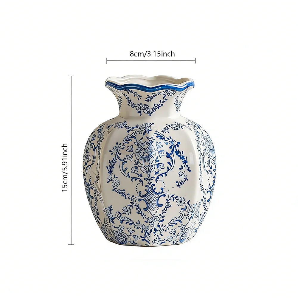 Classical Ceramic Vase Blue and White Procelain Hand Painted Vase for Flower Home Decor Desktop Flower Arrangement Tabletop Vase
