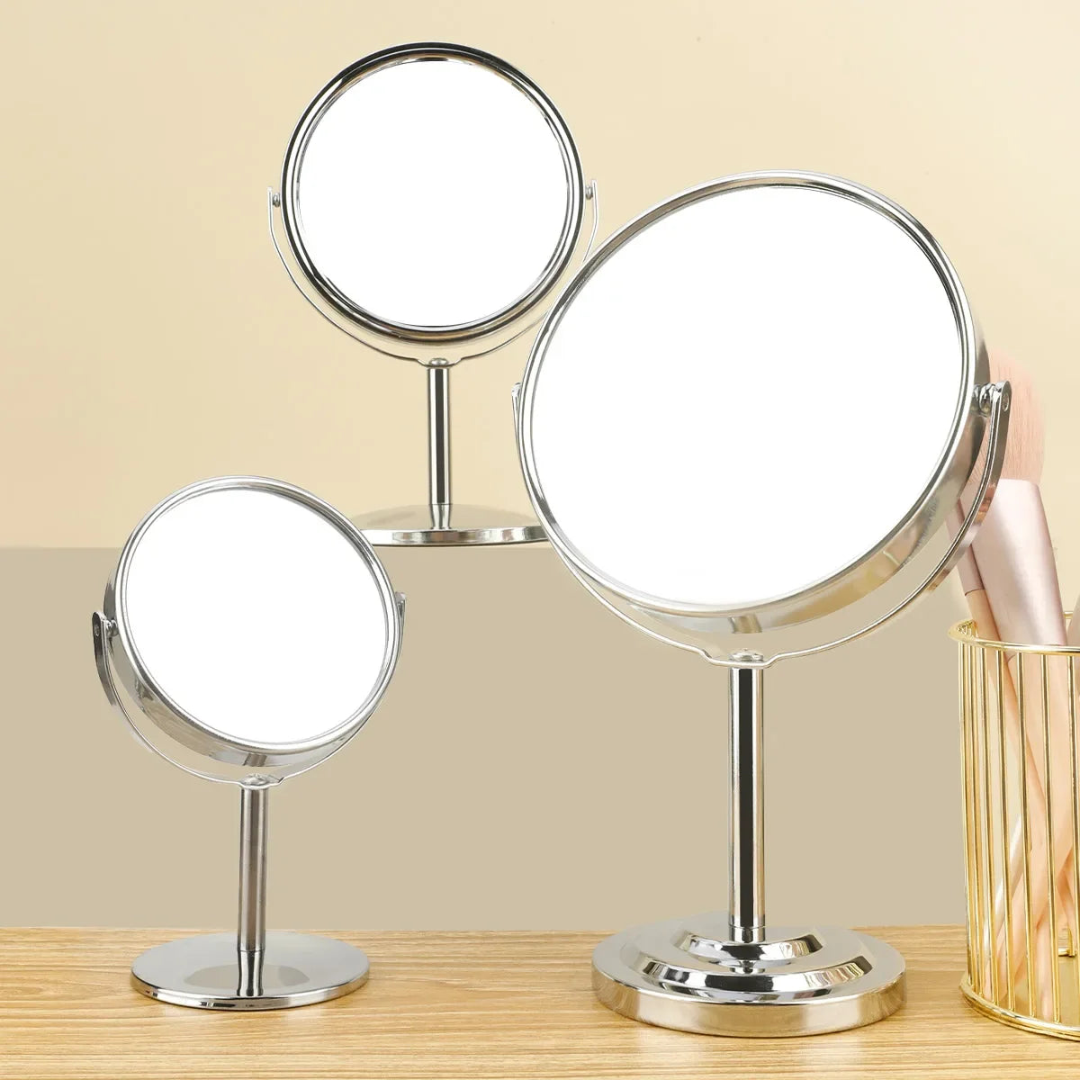 3/4/5 Inch Double-Sided Makeup Mirror – 2X Magnification, Clear Reflection, Portable Travel Size with Foldable Stand
