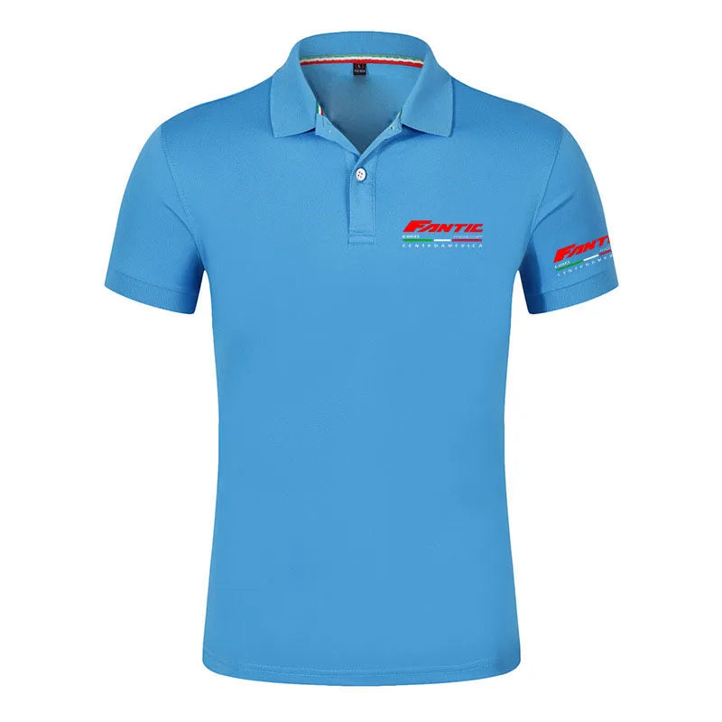 Men's Fantic Motor Logo Print 2026 Summer New Men's Short Sleeve Breathable Casual Fashion Solid Color Design Polo Shirts