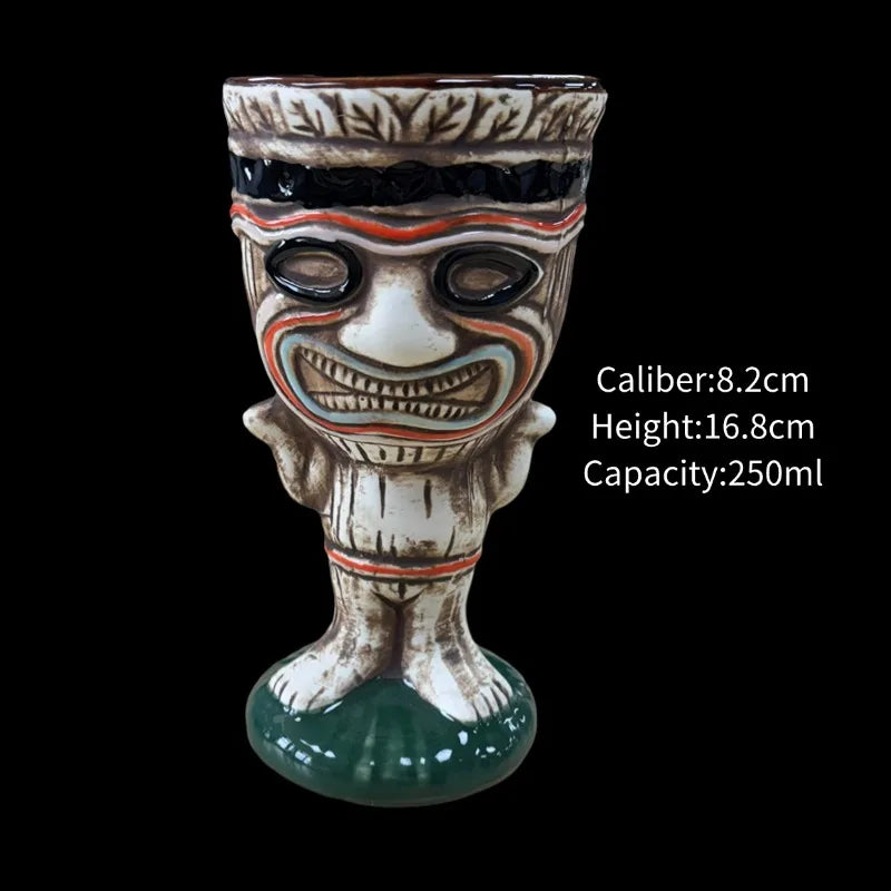 Hawaii Ceramic Tiki Mug Creative Cocktail Cup Easter Island Tiki Mugs Halloween Gift for Bar Tool