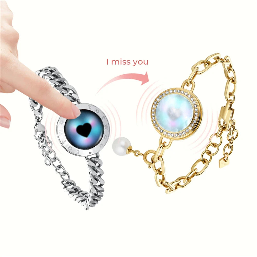 TOTWOO Long Distance Bracelets for Couples, Vibration & Light Up Bracelet Gifts Soulmate 2.0 Touch Bracelets Set