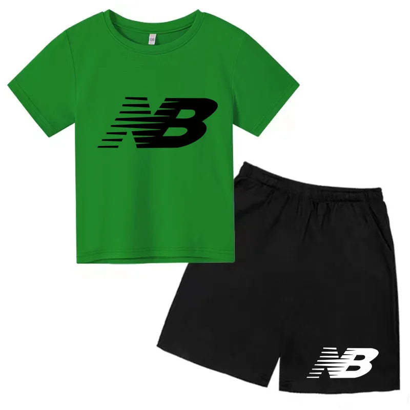 Children's Sports White T-shirts Short-sleeved Shirts and Shorts Sets for Boys Girls Clothing Suitable for Children Aged 3 to13