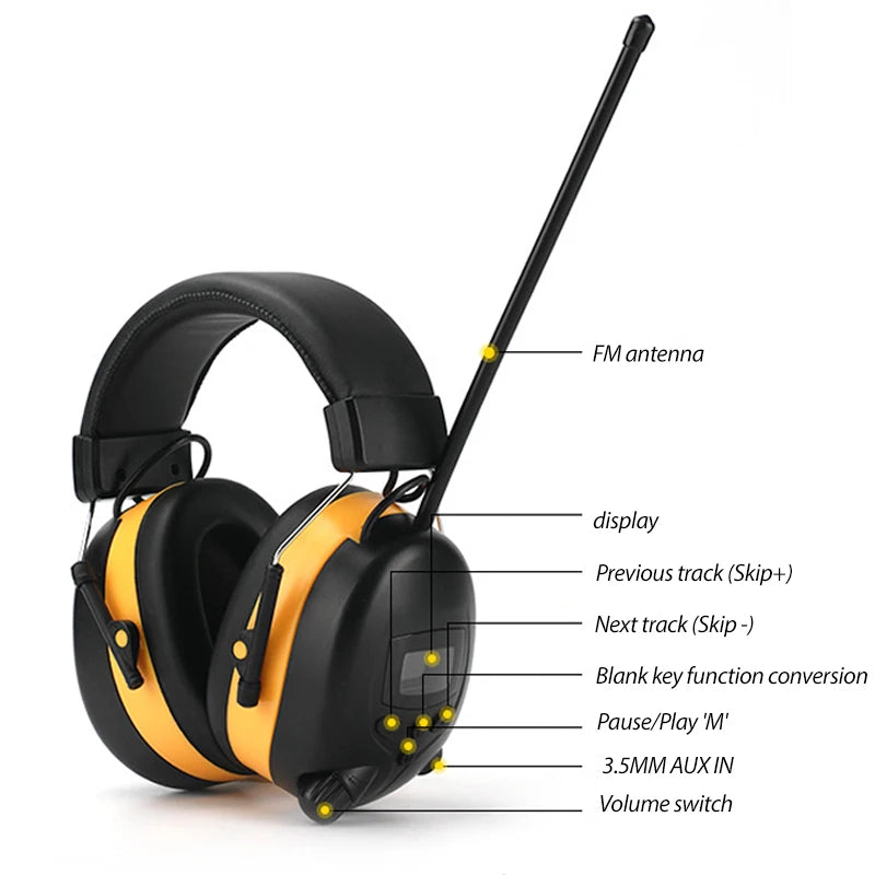 NEW Bluetooth Hearing Protection Headphones AM FM Radio Headphones 27dB NRR Noise Reduction Safety Earmuffs for Mowing Work