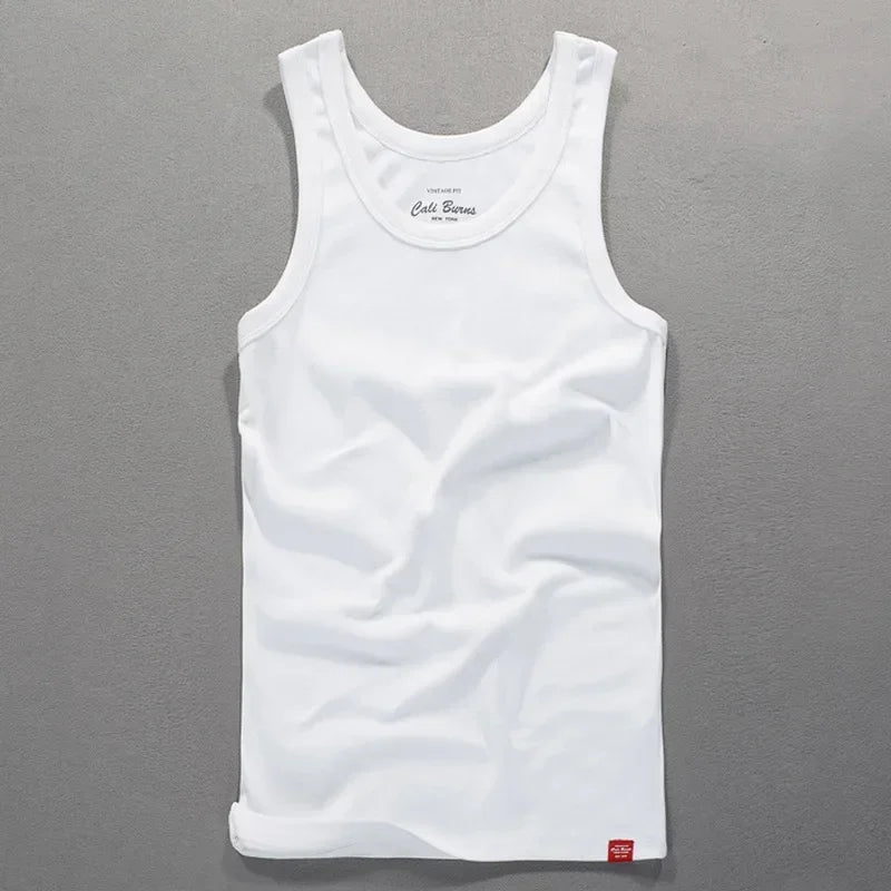 New Men's Simple Casual Tank Tops Comfortable 100% Cotton Solid Elastic Tight Sleeveless Sport Tops Male Gym Fitness Waistcoats