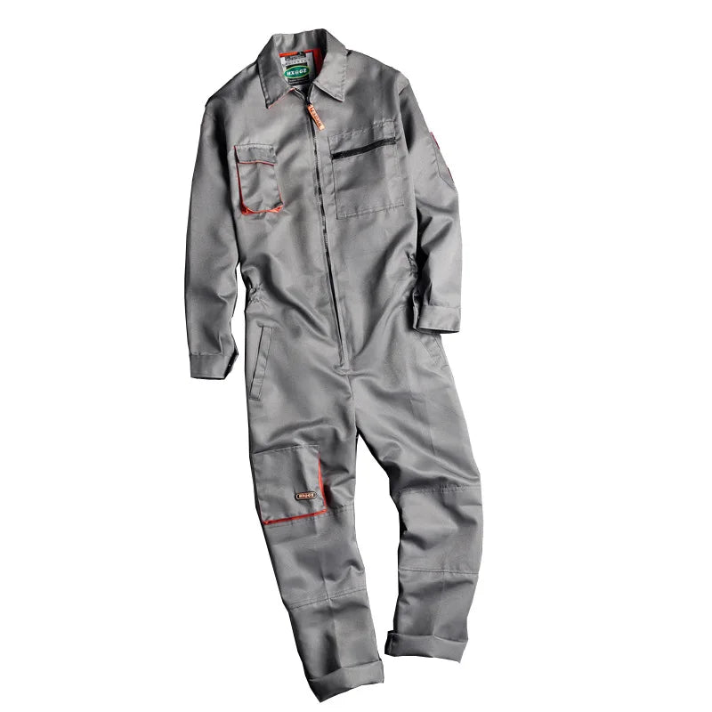 New Men's Long-Sleeved Overalls with Zipper Pocket Jumpsuit Fashion Labor Casual Work Clothes Plus Size S-4xl