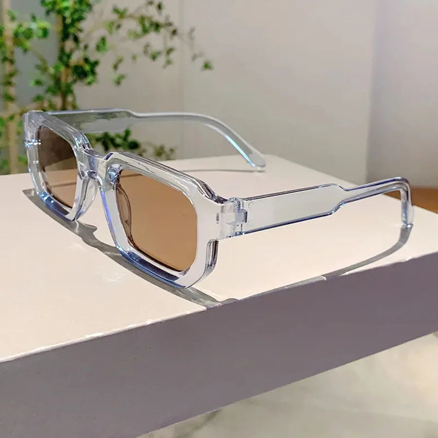 6PCS/Set Women Vintage Rectangle Frame Sunglasses Fashion Retro Sun Glasses Luxury Brand Design Glasses UV400 Eyewear Men Goggle