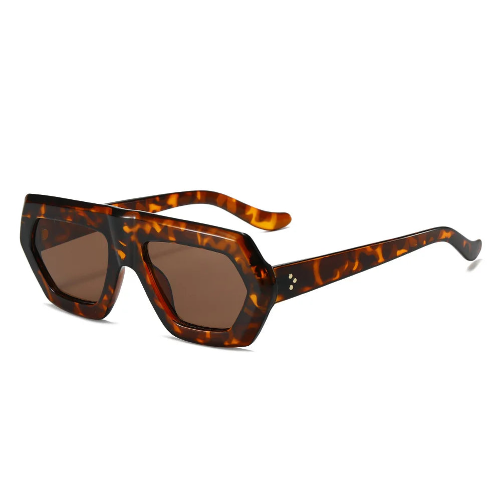 Irregular Sunglasses Sunglasses Ins Travel Street Shooting Colored Sunglasses Female Punk Style Rectangular Leopard Print Outdoo