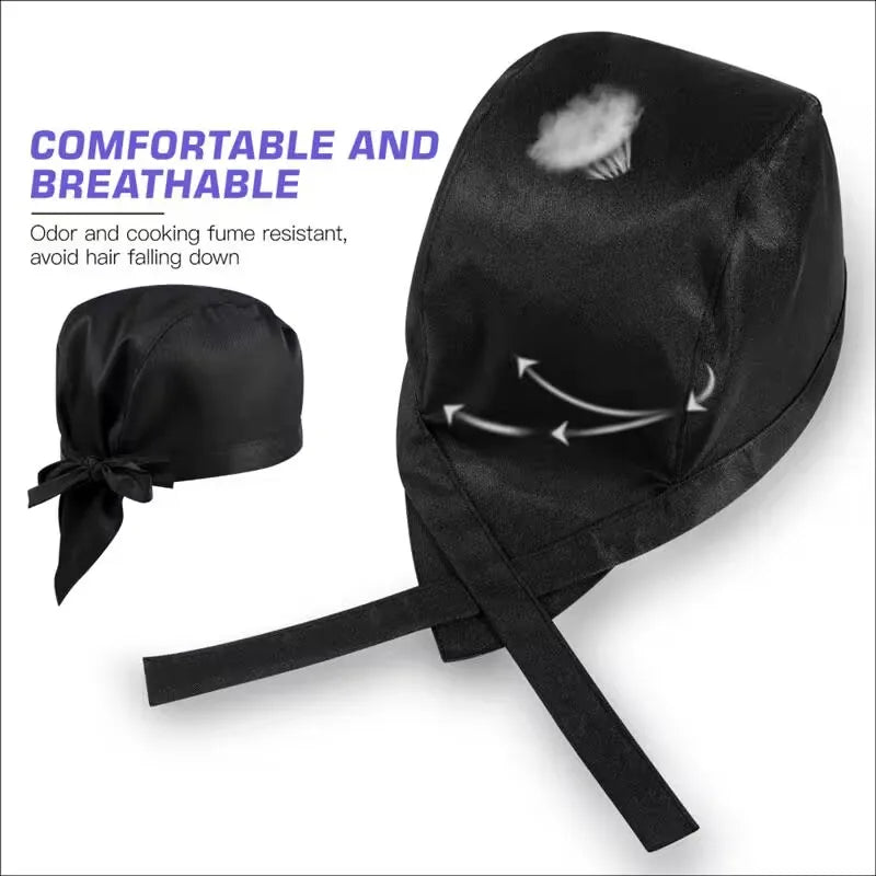 Black Chef Hat 9/6/3/1 Pcs Tie Back Adjustable Chef Cap Bandana Skull Cap Breathable Cook Hat for Kitchen Cooking Other work