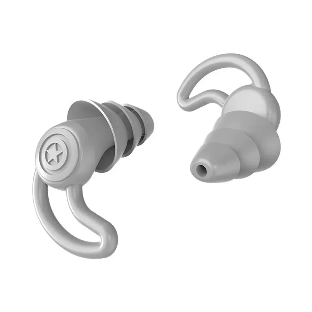 HUAK 3 Layer Ear  Work & Swim Silicone Earplugs – Noise Protection for Factories  Waterproof for Pools, Comfortable All Shift