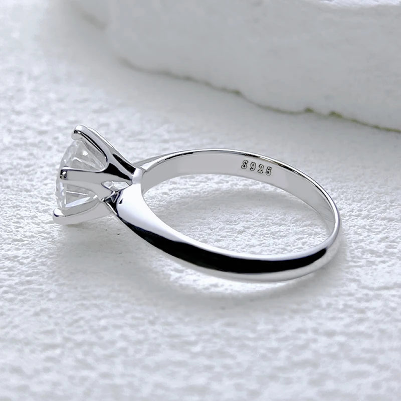 NeeTim 1-5CT Moissanite Ring Lab Diamond Solitaire Ring for Women S925 Silver Engagement Party Wedding Band Jewelry Certified