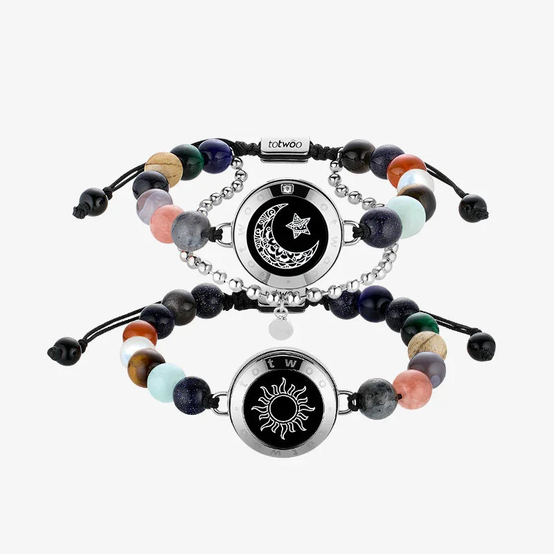 Totwoo Touch Smart Beaded Bracelets for Couple Emotional Bluetooth Jewelry Gift for Girlfriend Boyfriend Anniversary Birthday
