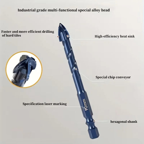 6/8/10mm 3PCS Four-Cutter Cross Tile Drill Bits Multipurpose Masonry Drill for Ceramic Tile Brick Glass Drilling Work