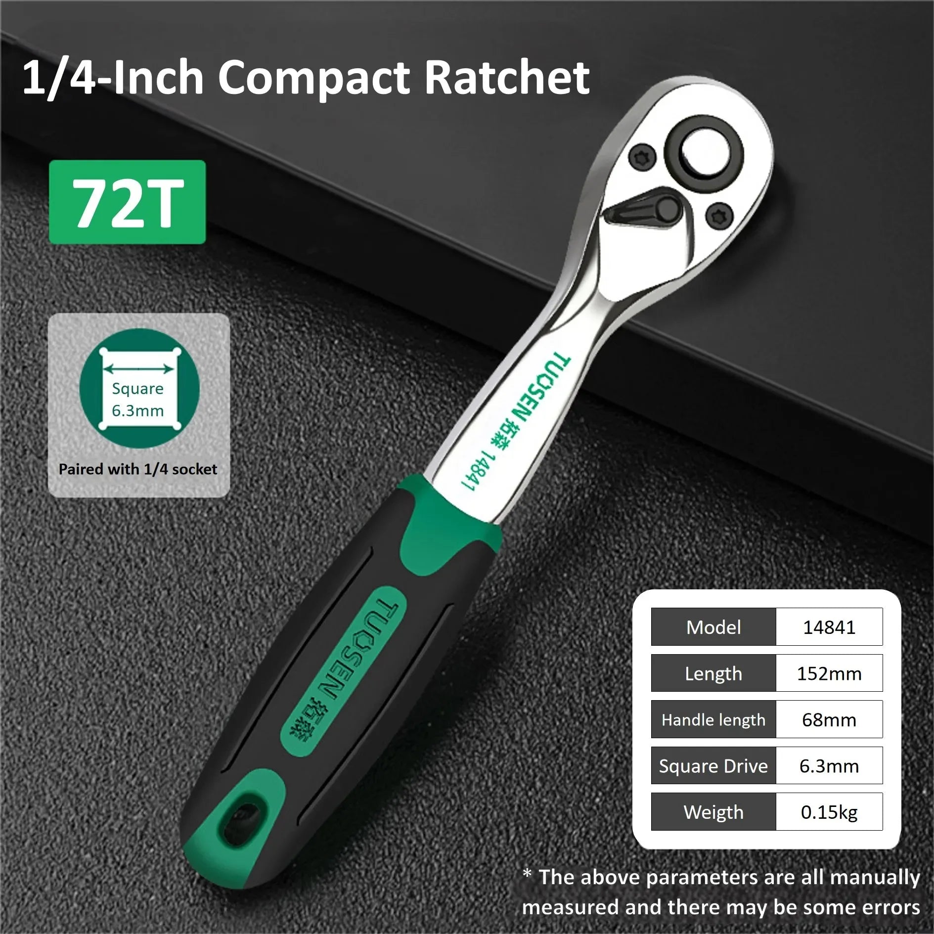 3-Piece Ratcheting Socket Wrench Set (S/M/L), 72-Tooth Quick Release Flex Head for Automotive Repair & Mechanical Work