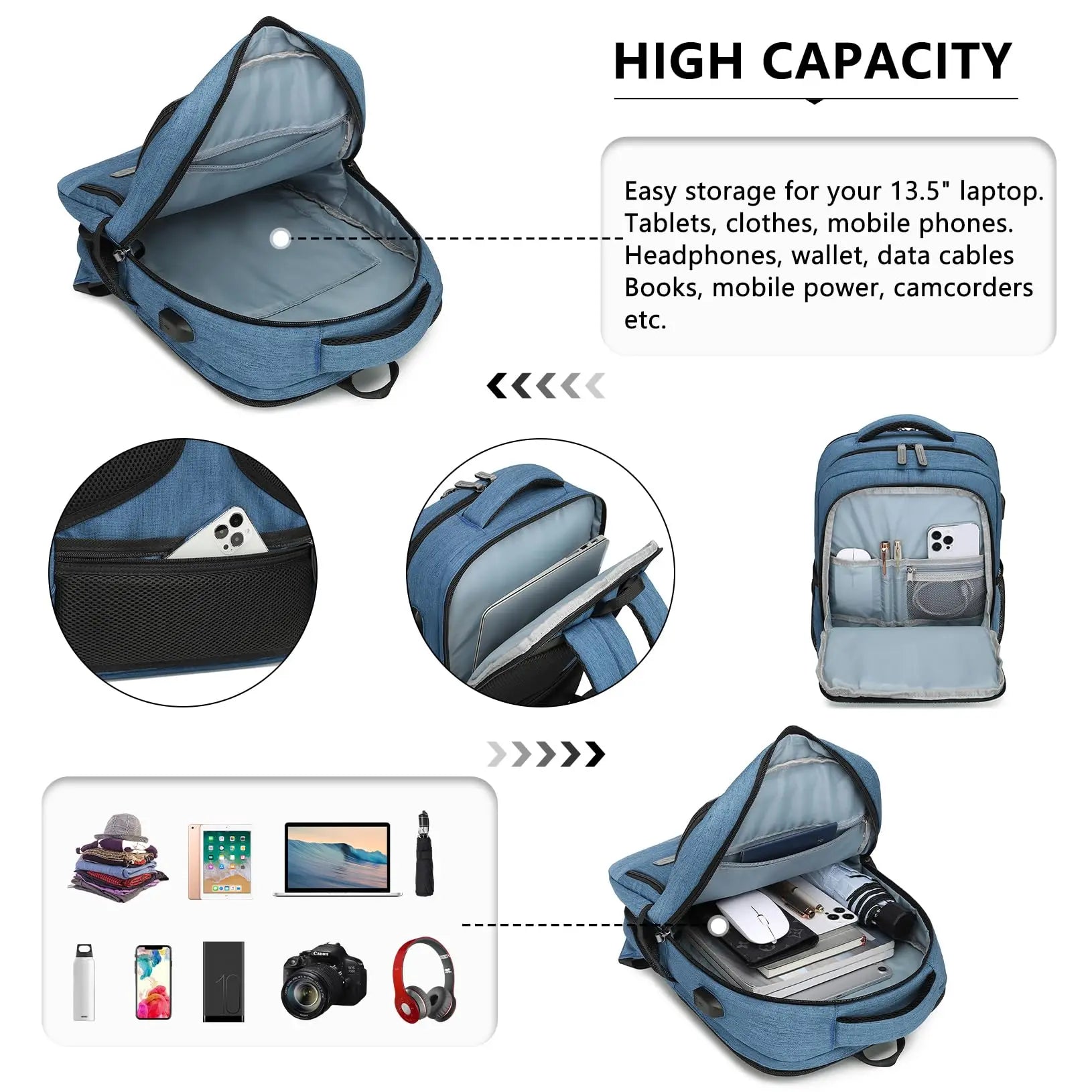 15.6 Inch Laptop Backpack for Men & Women - Business Travel, College, Work Computer Bag & Casual Daypack Rucksack