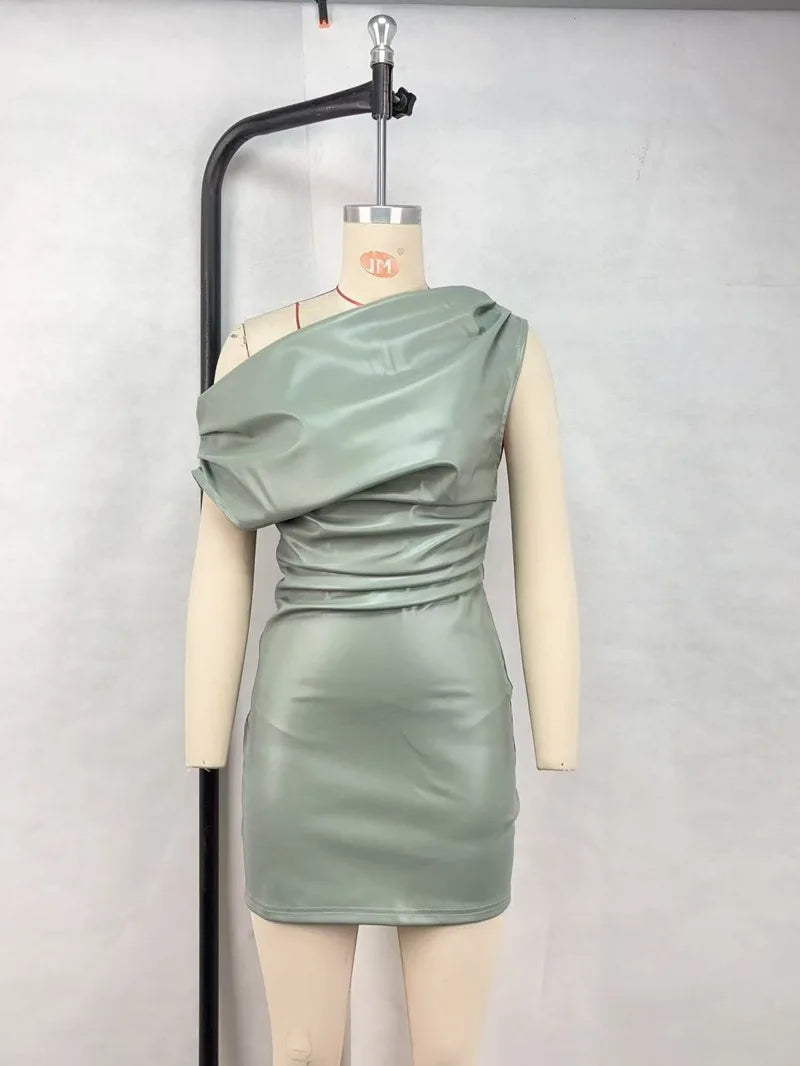 Luxury Leather Strapless Bandage Dress For Women Red Evening Cocktail 2025