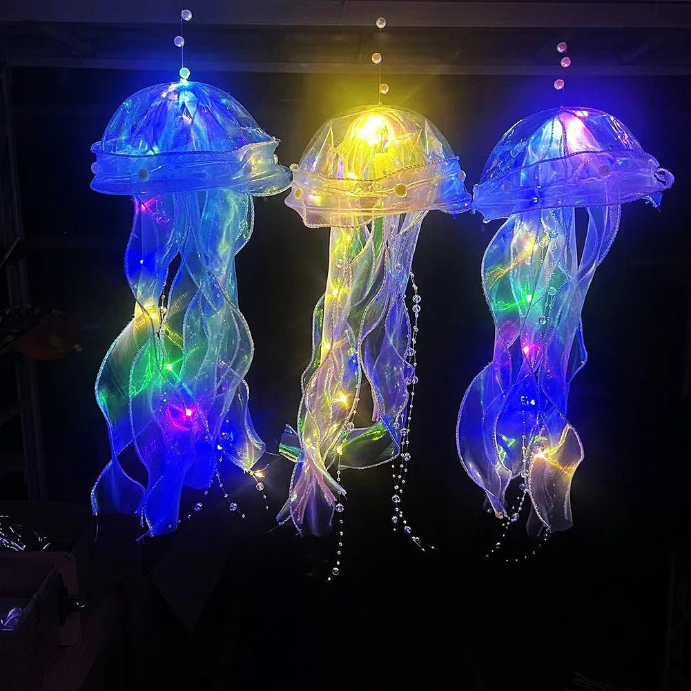 5-1PCS RGB Jellyfish Lamp Colorful Night Light Jellyfish Atmosphere Light Lamp Hanging Ceiling Lantern Creative Jellyfish Lamp