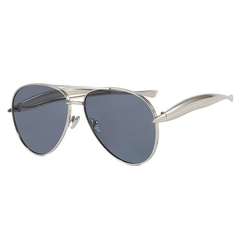 New y2k Vintage Metal Pilot Sunglasses Women For Men Sun Glasses Punk Popular Outdoor Driving Luxury Brand Designer Shades UV400