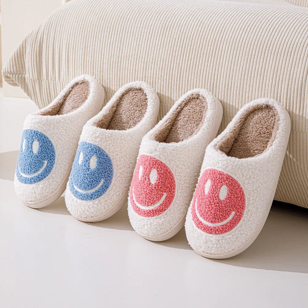 Hot selling smiling cotton slippers Anti slip couple shoes winter home indoor waterproof all-wrapped with men women cotton Shoes
