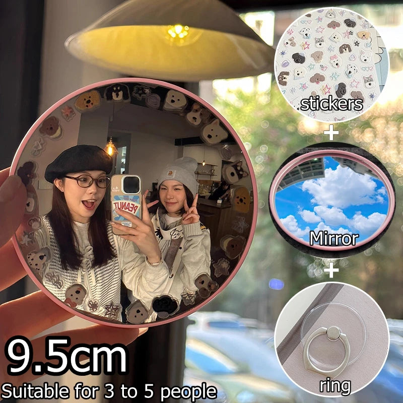 Heart Convex Mirror Round Moon Shaped Mirrors Travel Photo Props Wide-angle Lens for Photography Portable Makeup Mirrors