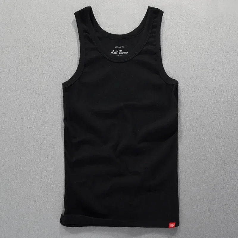 New Men's Simple Casual Tank Tops Comfortable 100% Cotton Solid Elastic Tight Sleeveless Sport Tops Male Gym Fitness Waistcoats
