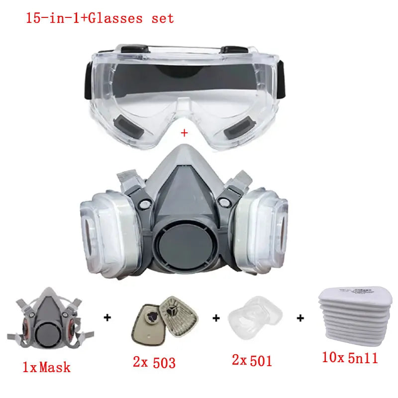 Half Face Dust Mask Safety Work 503 5N11 Particle Filters Goggles Fit For Industrial Labor Paint Spray Decoration Grinding