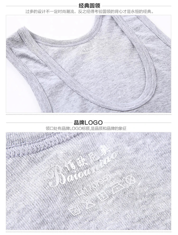 1/3 Pieces Men's Solid Color Basic Cotton Vest Youth Slim Exercise Sweat-absorbent T-shirt Middle-aged Comfortable Bottoming