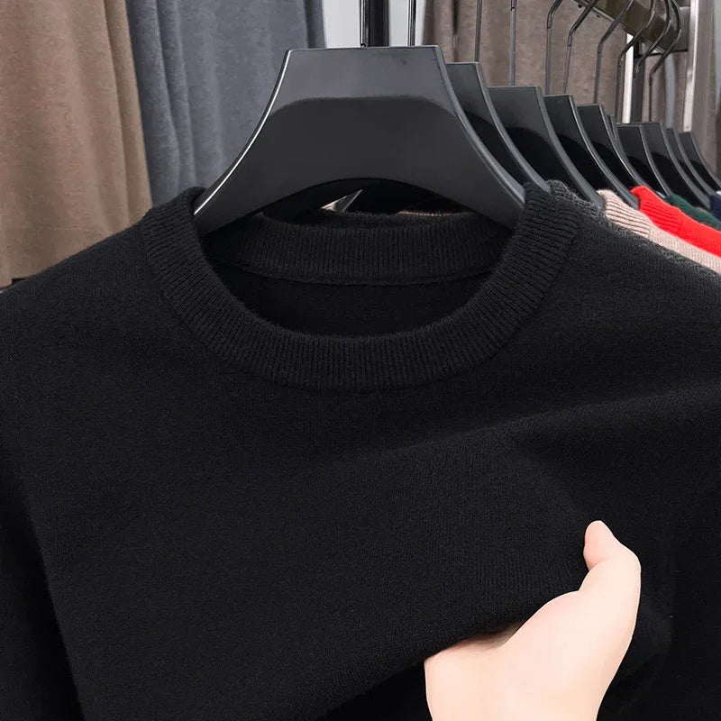 New Men's Casual Sweater Round Neck Long Sleeve Knitted Sweater Diamond Pattern Fashion Versatile Top