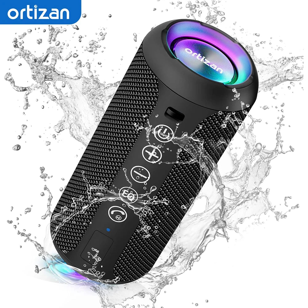 Ortizan X10 Bluetooth Speaker Enhanced Bass Portable Speaker with TF Card Slot 30H Playtime IPX7 Waterproof Speaker for Camping