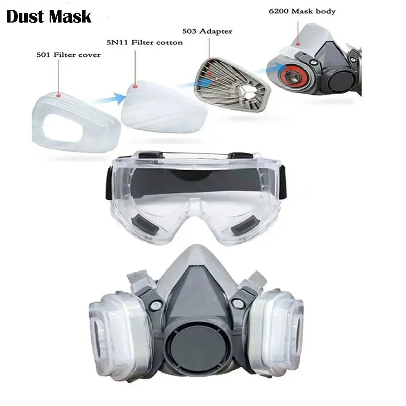 Half Face Dust Mask Safety Work 503 5N11 Particle Filters Goggles Fit For Industrial Labor Paint Spray Decoration Grinding