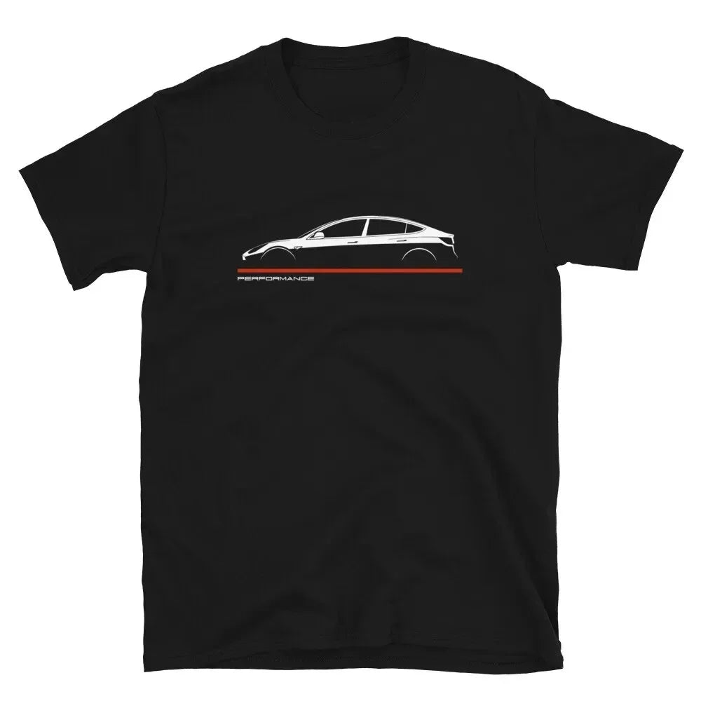 2025 Men T Shirt Casual Tesla Model 3 Dual Motor Ev Performance T-shirt Graphic Summer Short Sleeves 100% Cotton S-3XL Cool Tee