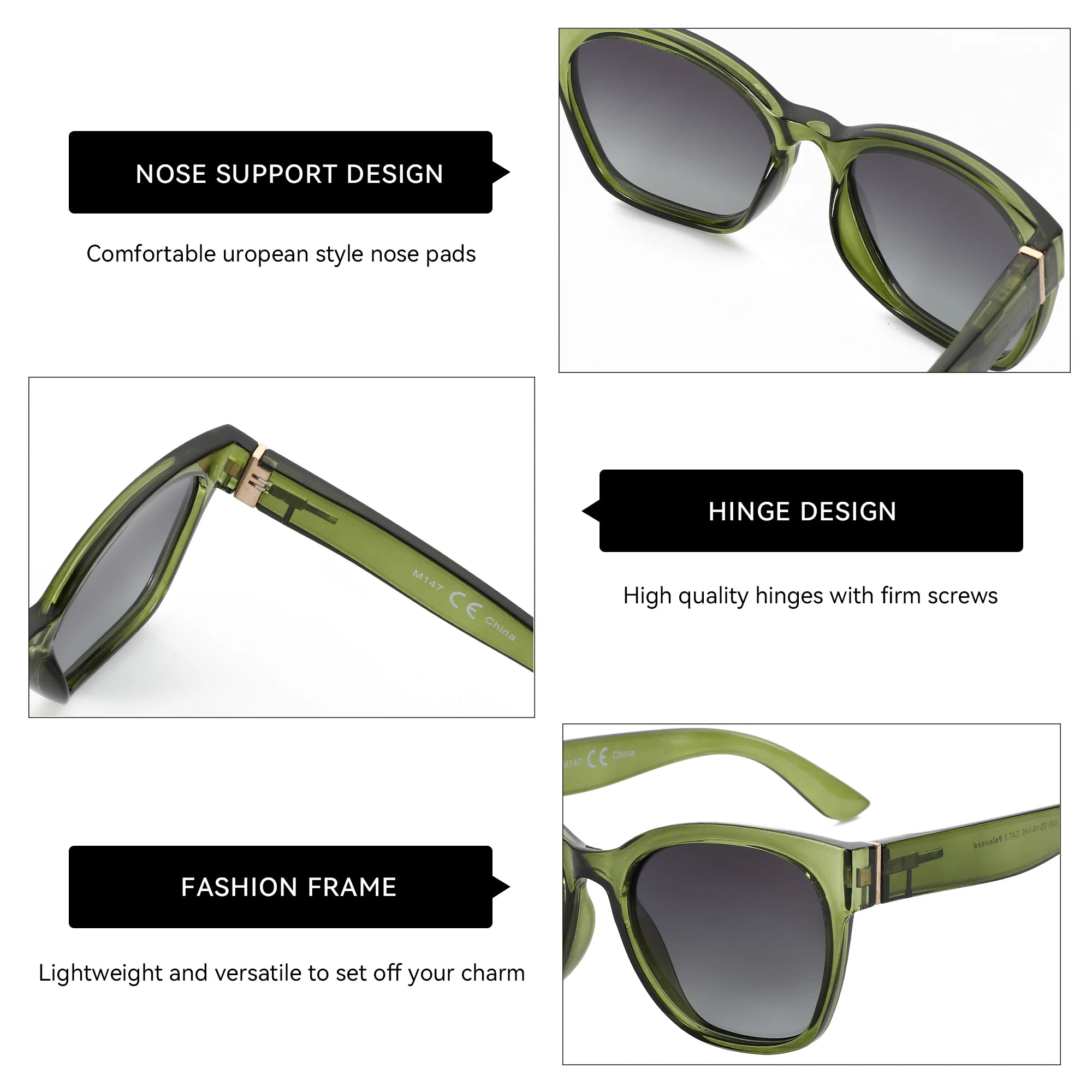 ZENOTTIC Fashion Original Thick Butterfly Frame Polarized Sunglasses for Women Chunky Uv400 Protection Shade Cat Eye Sun Glasses