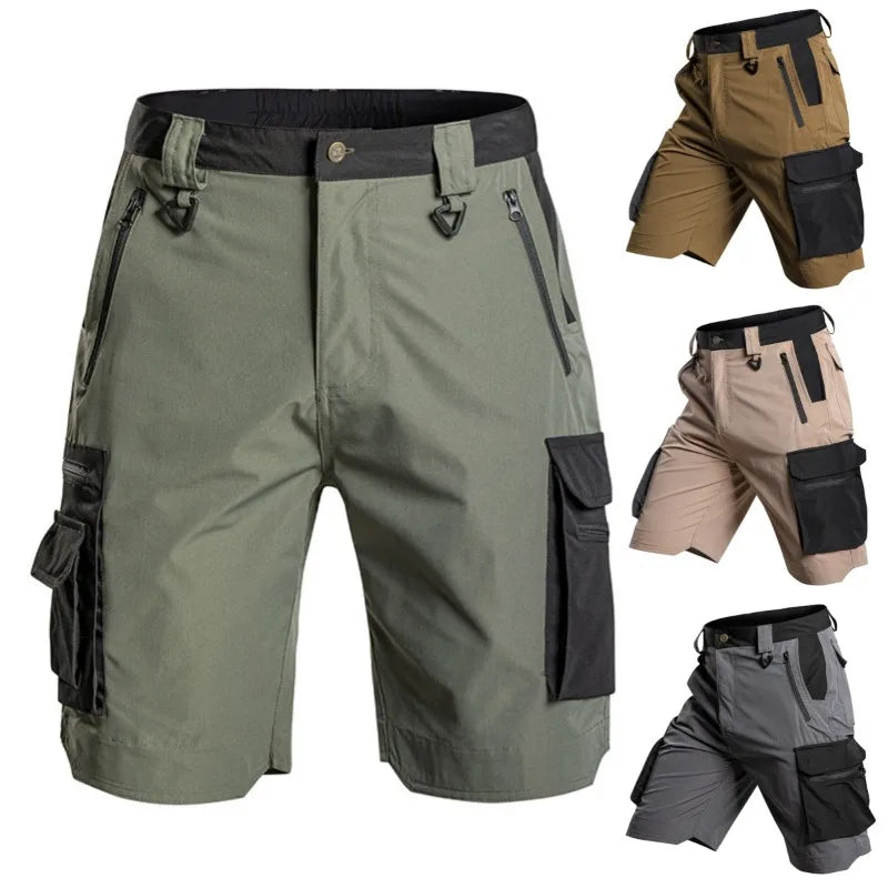 Summer Quick Dry Tactical Cargo Shorts for Men Casual Shorts Multi Zipper Pockets Hiking Cycling Outdoor Work Wear Half Pants