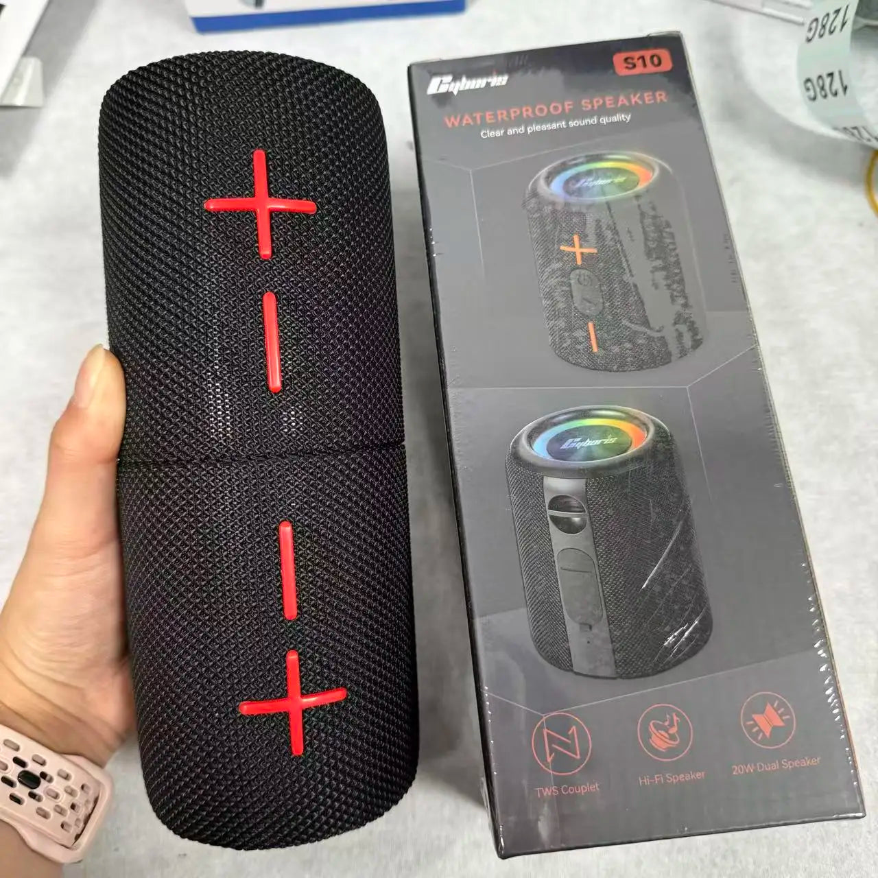 2in1 S10 Split Wireless Bluetooth Speaker 20W Powerful IPX6 HIFI Stereo Surround with RGB Light Aux TF Card for Outdoor Home