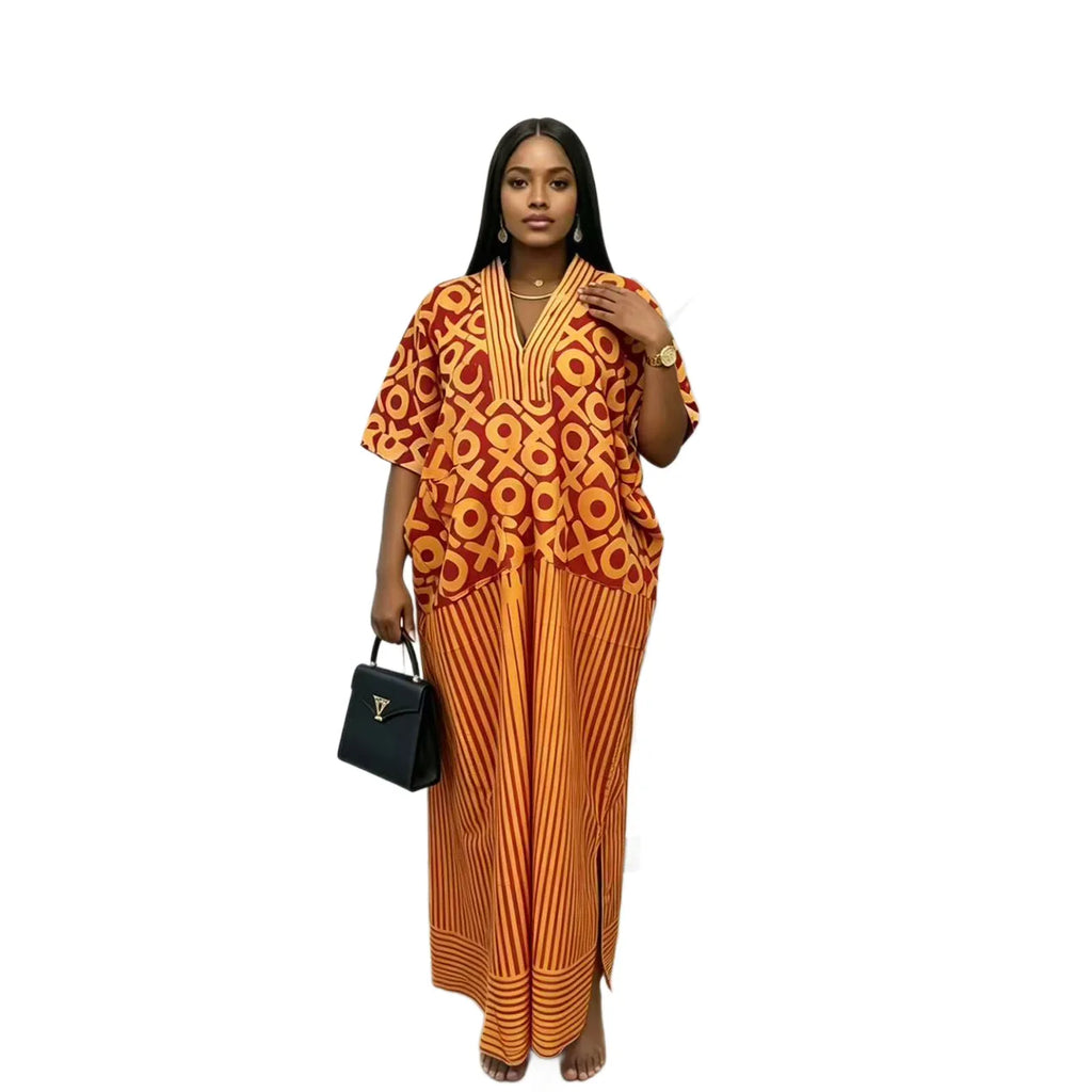 Summer African Polyester Party Evening Long Maxi Dress Kaftan Muslim Abaya Outfits Plus Size Dashiki African Dresses for Women