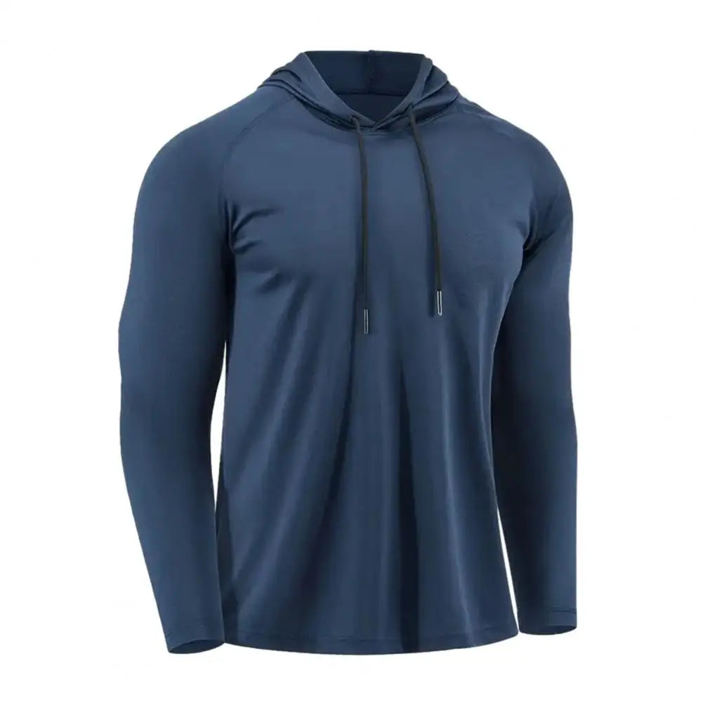 Men's Quick Dry Long Sleeve Hoodie Sweat-Wicking Gym Training T-Shirt Loose Fit For Running Basketball Sports Jogging Training