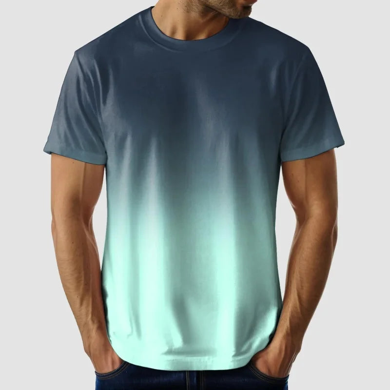 Gradient Colorful 3D Printed T-Shirt For Men Fun Pattern Tees Summer Street Short Sleeve Round Neck Tops Oversized T Shirts