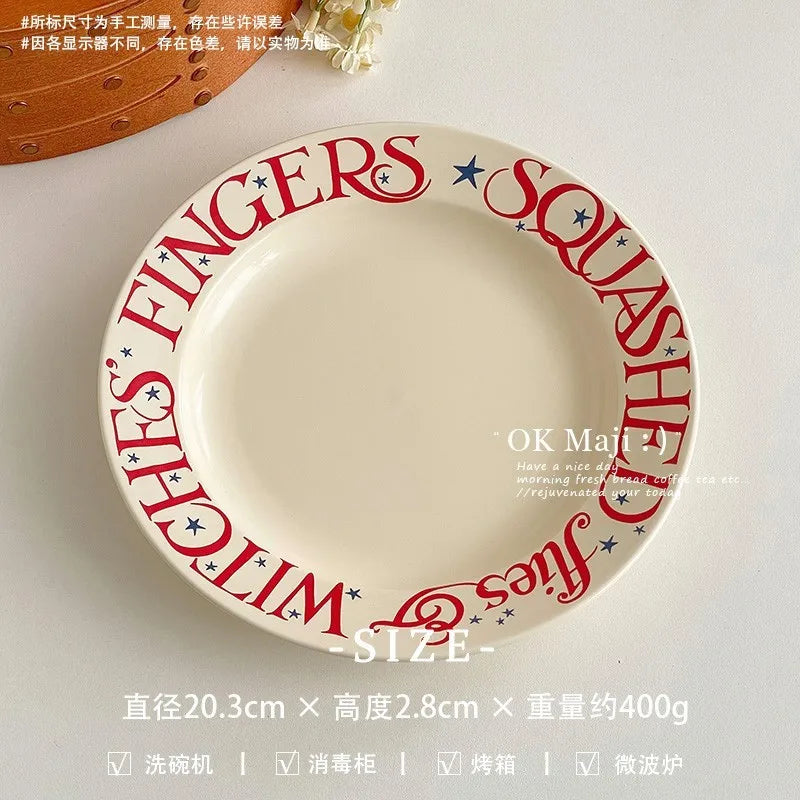 Party Red Design Dinner Set Plates European Style Elegant Round Plates Dinner Sets Ceramic Luxury Vaisselle Kitchen Dishes