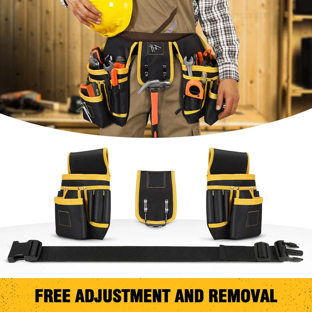 Tool Belt Bag Utility Belt Adjustable Pockets Tool Belts Detachable Work Pouch Bag Heavy Waist Apron Versatile Pouch Bag