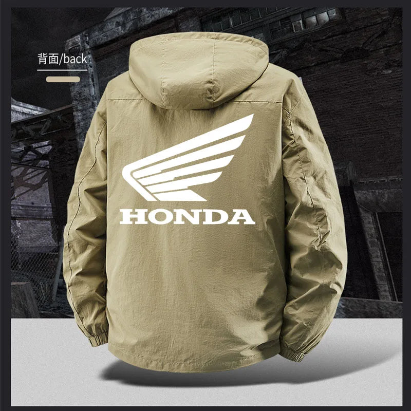 Spring Jacket, Honda Motorcycle Jacket, Racing , Men's Sports Zipper, Hook-Top, Fashionable Men's Sun-Protective The hat is deta