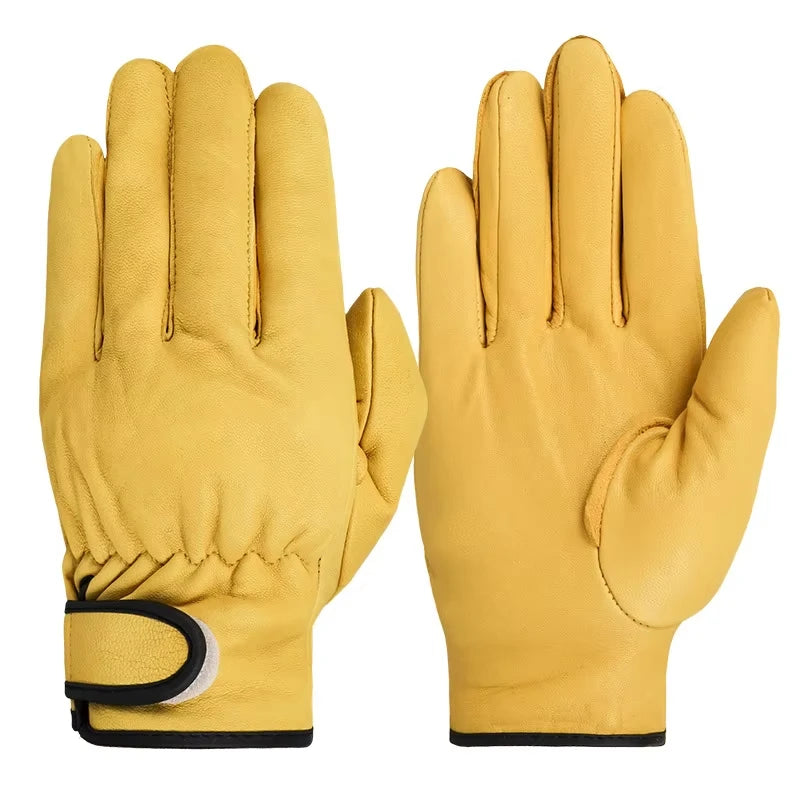 Cowhide Leather Work Gloves Safety Labour Protection Garden Sports Motorcycle Driver Workers Work Welding Wear-resistant Gloves