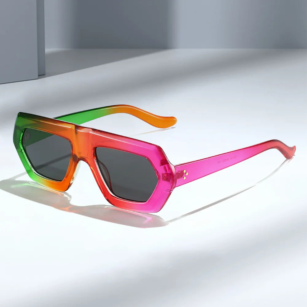 Irregular Sunglasses Sunglasses Ins Travel Street Shooting Colored Sunglasses Female Punk Style Rectangular Leopard Print Outdoo