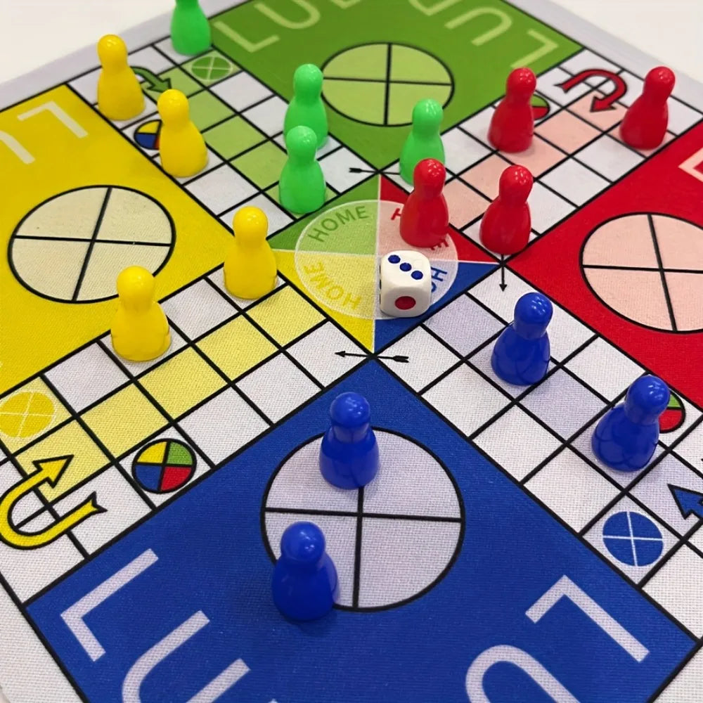 LUDO Game Board with Numbered Pieces & Dice - Classic Strategy Board Game Suitable for Family Game Nights, Parties, Travel