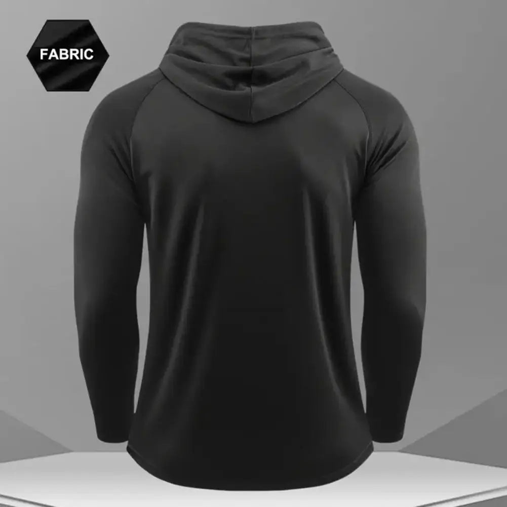 Men's Quick Dry Long Sleeve Hoodie Sweat-Wicking Gym Training T-Shirt Loose Fit For Running Basketball Sports Jogging Training