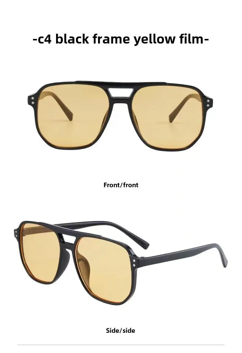 2025 New Trendy Women Sunglasses UV400 Sunshades Anti-Ultraviolet Unisex Eyeglasses Elegant Double Beam Pilot Lense