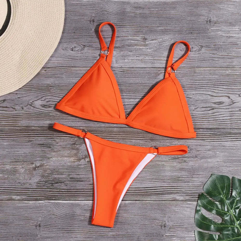 Metal Backless Bikini Set