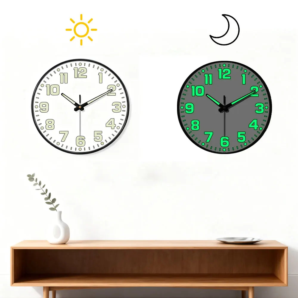 1 PC Luminous Wall Clock Light In Dark Night Digital Quartz Movement Bedrooms Living Room Study Loudspeaker Mute Clock