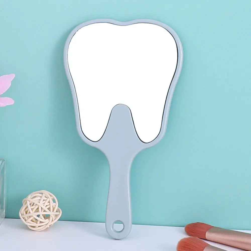 1PC Tooth Shaped Handheld Mirror Cute Makeup Mirror Durable High Definition Dental Mirrors Gifts