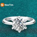 NeeTim 1-5CT Moissanite Ring Lab Diamond Solitaire Ring for Women S925 Silver Engagement Party Wedding Band Jewelry Certified
