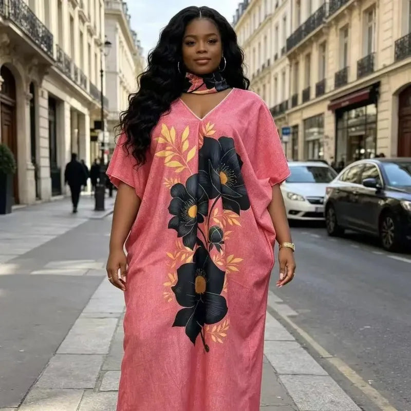 Summer African Polyester Party Evening Long Maxi Dress Kaftan Muslim Abaya Outfits Plus Size Dashiki African Dresses for Women