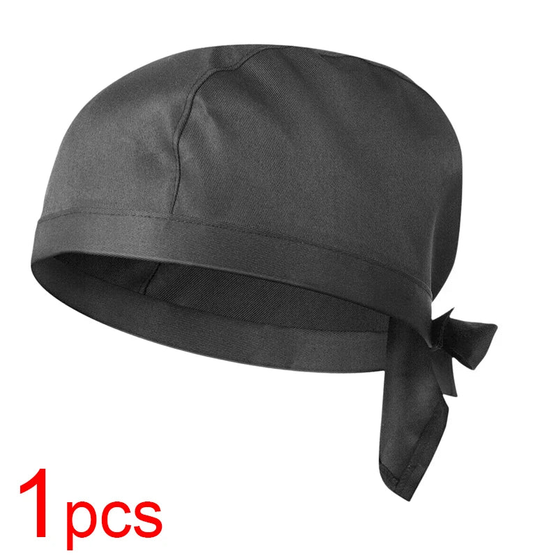 Black Chef Hat 9/6/3/1 Pcs Tie Back Adjustable Chef Cap Bandana Skull Cap Breathable Cook Hat for Kitchen Cooking Other work